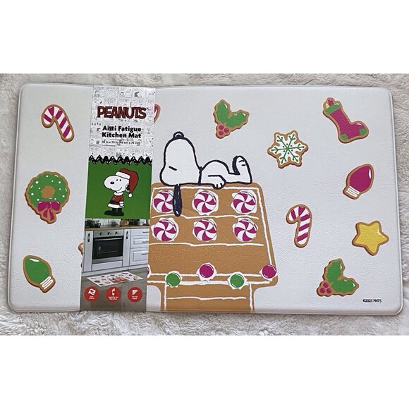 Peanuts Snoopy Christmas Kitchen Mat Anti Fatigue 18x30” Gingerbread House NEW - Picture 1 of 11
